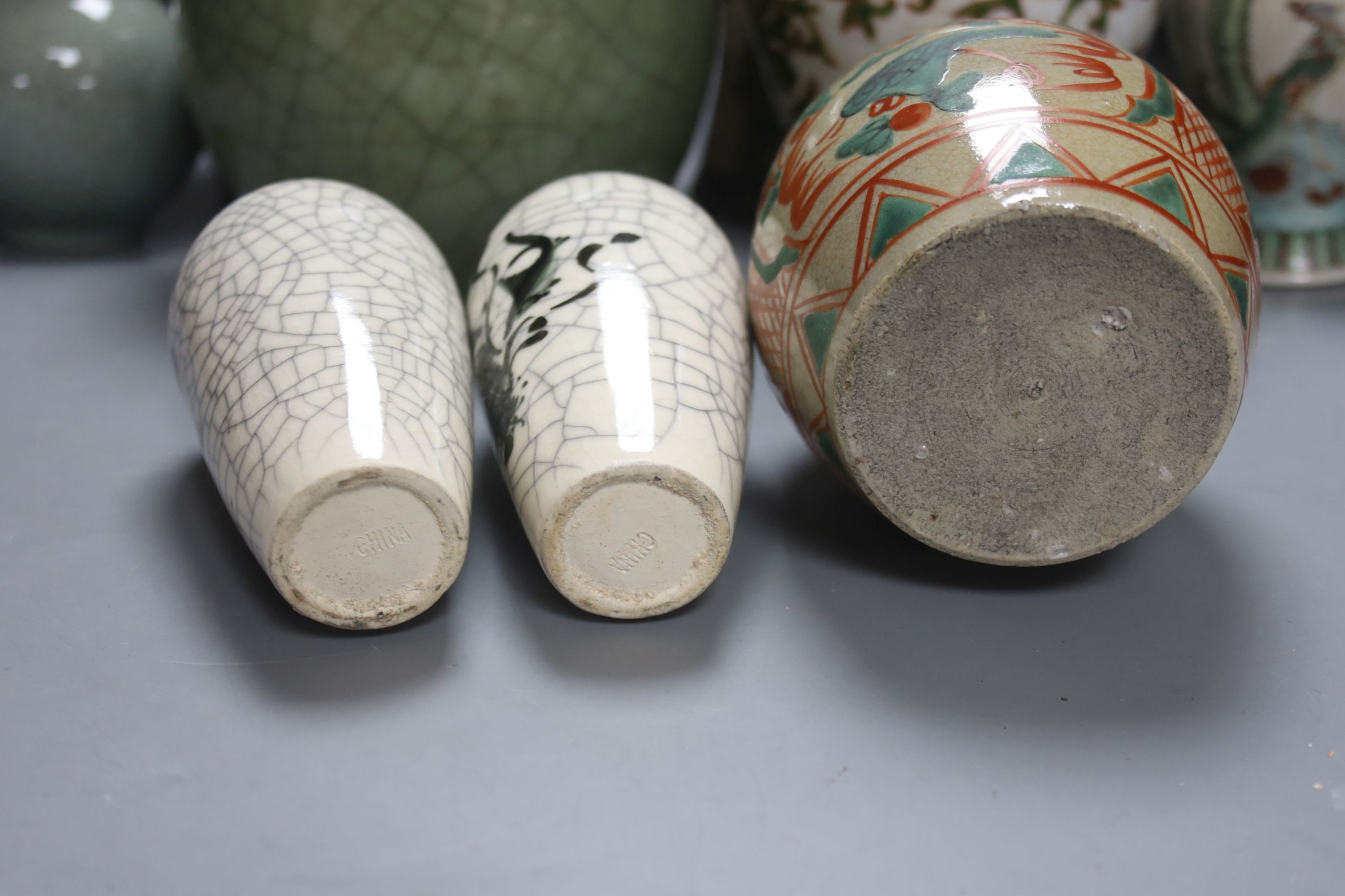A group of 19th/20th century Chinese crackle glaze vases, tallest 30 cms high.